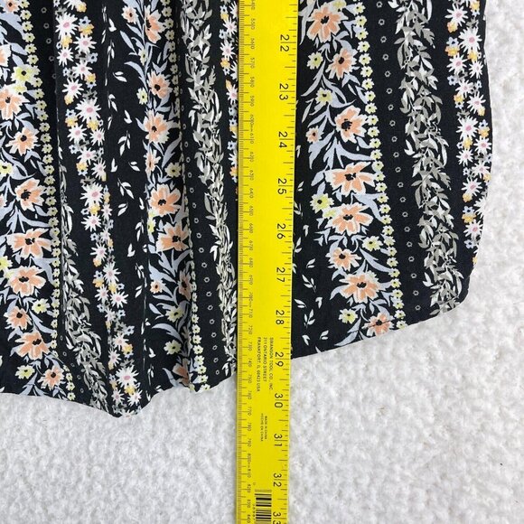 Woman Within Black Floral Print Button-Up Shirt Womens 3/4 Sleeve V-Neck Size 1X - Picture 8 of 15